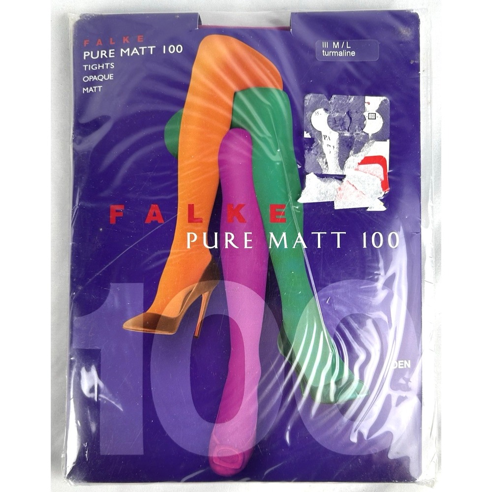 NIP Falke Pure Matt Pink Opaque Tights Sz Medium/Large 100 Denier 8004 Turmaline